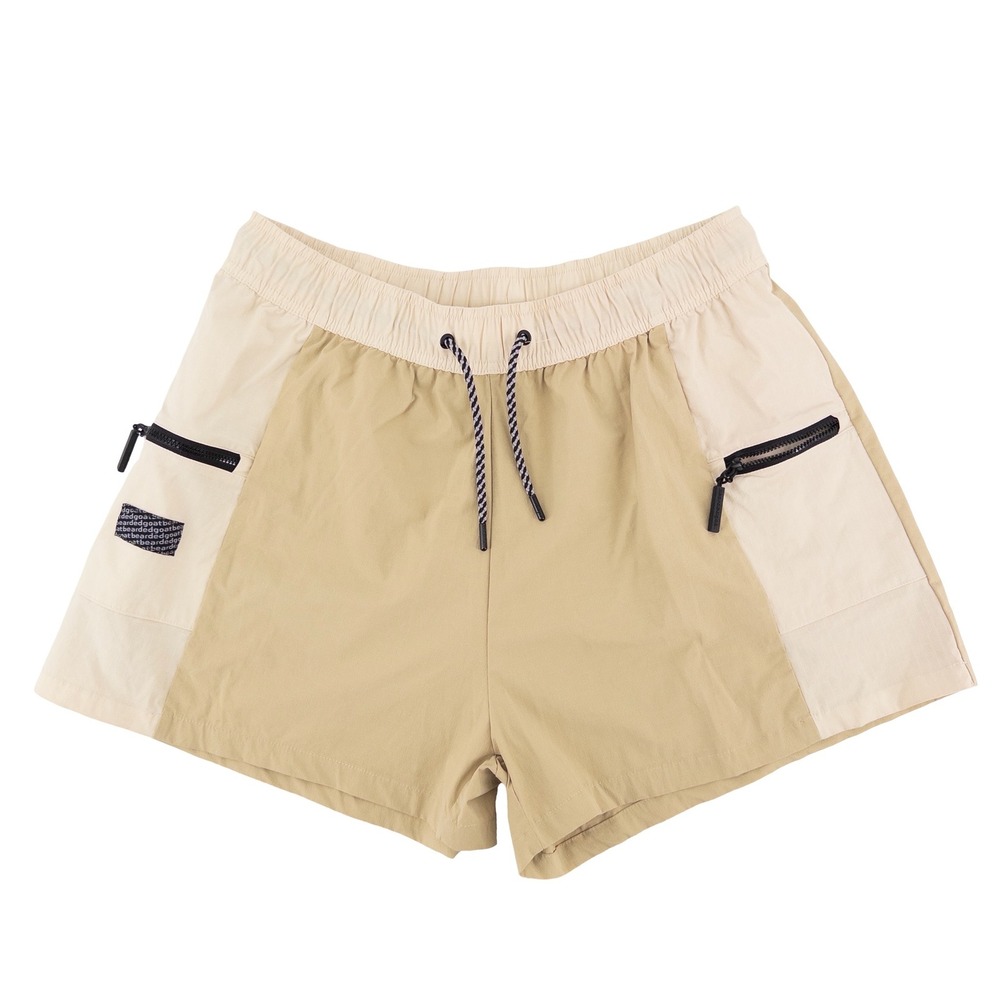 Bearded Goat Womens XL Summit Shorts Tan Colorblock Ripstop Hiking Gorpcore